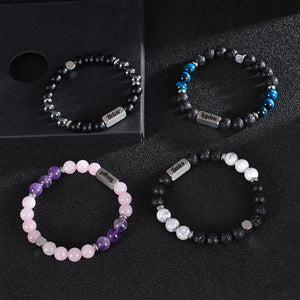 Personalized Name Crystal Beaded Bracelet, Tiger Eye Stone Bracelet