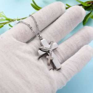 Eternal Embrace Memorial Cross Urn Necklace