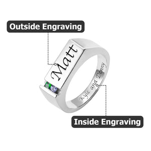 Personalized Birthstone Men's Ring, Family Ring Gift for Father
