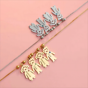 Personalized Birthstone Children Shape Necklace For Mother & Grandmas