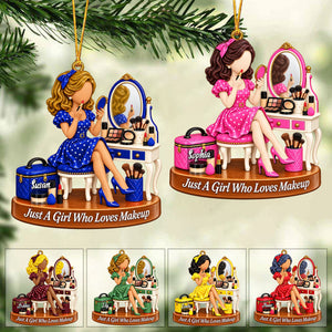 Just a Girl Who Loves Makeup- Personalized Ornament, Christmas Gift for Beauty Lover