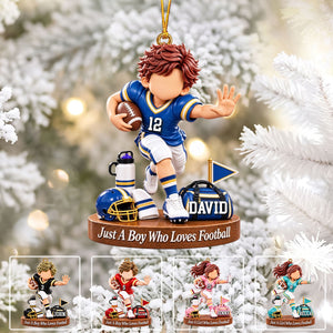 Personalized American Football Boy Football Girl Christmas Ornament