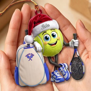 Tennis Racket & Backpack Design Christmas Acrylic Hanging Ornament β Personalized Tennis Ball Mascot Gift For Players