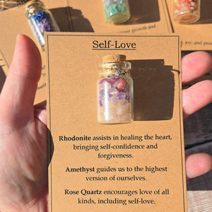 Personalized GOOD LUCK crystal chip bottle. Lucky charm. Crystals for new beginnings, exams, interview