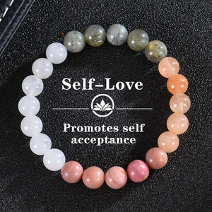 Seven Colored Stone, Tiger Eye Stone Bracelet - 7 Chakras Card Bracelet