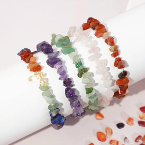 Natural chakra bracelet ,Colored bead bracelet ,Crystal stone piece elastic