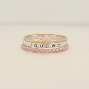 Personalized Mixed Metal Stackable Name Birthstone Ring Gifts
