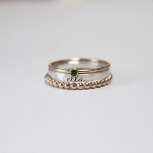 Personalized Mixed Metal Stackable Name Birthstone Ring Gifts