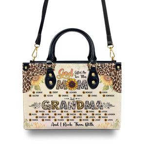 Personalized Leather Handbag - God Gifted Me Two Titles Mom And Grandma And I Rock Them Both