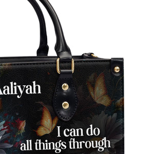 I Can Do All Things Through Him - Personalized Leather Handbag