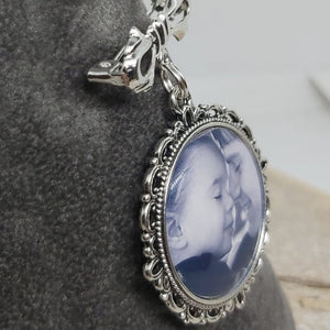 Personalized Memorial Custom Photo Bow Lapel Pin, Wedding Pin