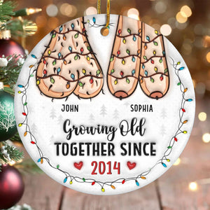 Couple Personalized Custom 3D Inflated Effect Printed Ceramic Ornament