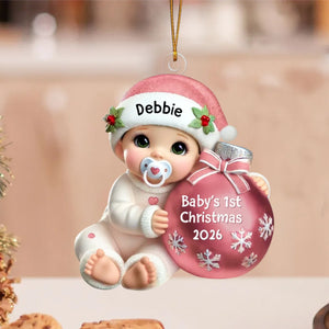 Baby Beside Christmas Bauble β Baby's 1st Christmas Personalized Ornament