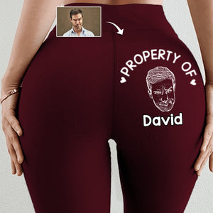 Custom Photo Property Of Me, Handle Like A Queen - Personalized Custom Women Leggings - Gift For Wife, Anniversary