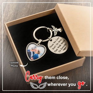 Stainless Steel Remembrance Gift - Heart Charm Personalized Photo Keychain For Loved Ones, Family Keepsakes