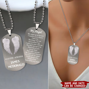 My Angel Up In Heaven- Personalized Memorial Dog Tag Necklace