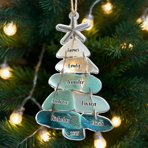 Family Sea Glass Christmas Tree - Personalized Family Ornament