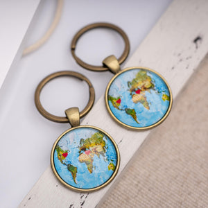 Custom Map Personalized Keychain Long Distance Relationship Gift for Couple