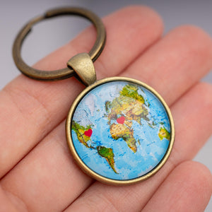 Custom Map Personalized Keychain Long Distance Relationship Gift for Couple