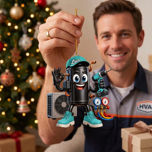 HVAC Compressor Mascot OK Hand Ornament β Funny Personalized Gift for AC Technicians