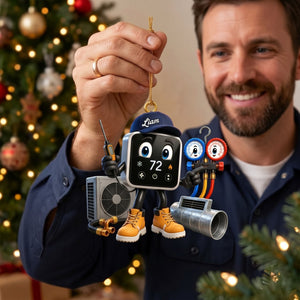 Smart Thermostat HVAC Mascot Ornament β Funny Personalized Heating & Cooling Tech Gift