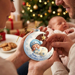 Baby Sleeping On The Moon β Baby's 1st Christmas Personalized Ornament