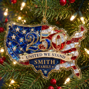 United We Stand USA Map Hologram Ornament - Personalized Custom Shape Acrylic Ornament