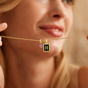 Personalized Initial Birthstone Necklace For Woman
