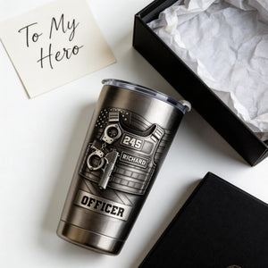 Police Officer, A Protector And Real-Life Superhero, Personalized Stainless Steel Tumbler, Gift For Law Enforcement