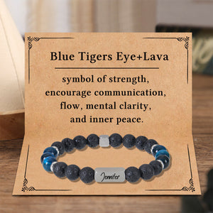 Personalized Name Crystal Beaded Bracelet, Tiger Eye Stone Bracelet