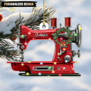 Custom Name Acrylic Christmas Sewing Machine Ornament Gifts For Sewing Lover