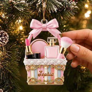 Lipstick Beauty Brush Christmas Ornament - Personalized Gift For Makeup Lovers