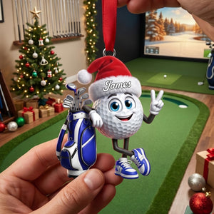 Personalized Victory Gesture Cute Golf Ball Hanging Ornament – Custom Gift For Golf Lovers