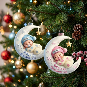 Baby Sleeping On The Moon β Baby's 1st Christmas Personalized Ornament