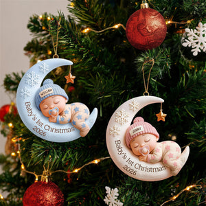Sleeping Baby On Moon β Baby's 1st Christmas Personalized Ornament