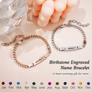 Engraved Name Birthstone Bracelet For Mom Grandma