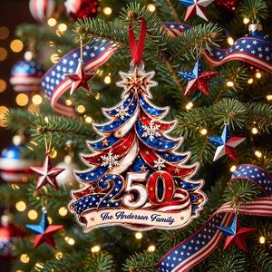 Personalized Acrylic Ornament for Patriotic Family