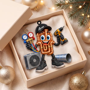 Copper Pipes HVAC Mascot Ornament β Funny Personalized Gift for AC Technicians