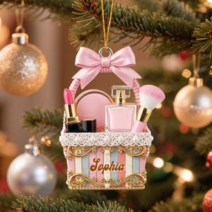 Lipstick Beauty Brush Christmas Ornament - Personalized Gift For Makeup Lovers