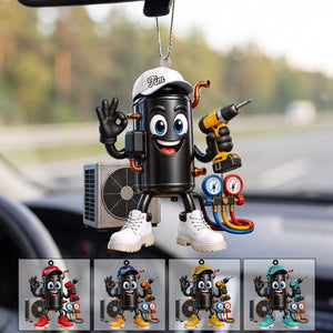 HVAC Compressor Mascot OK Hand Ornament β Funny Personalized Gift for AC Technicians