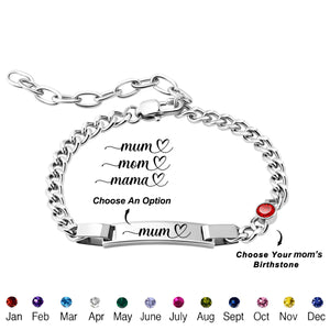 Engraved Name Birthstone Bracelet For Mom Grandma