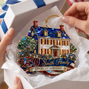 Custom Shape American House Personalized Acrylic Ornament β America 250th Family Keepsake