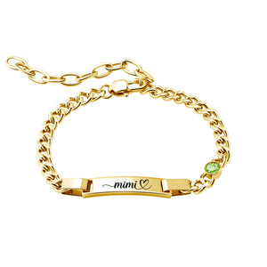 Engraved Name Birthstone Bracelet For Mom Grandma