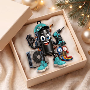 HVAC Compressor Mascot OK Hand Ornament β Funny Personalized Gift for AC Technicians