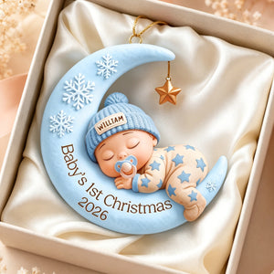 Sleeping Baby On Moon β Baby's 1st Christmas Personalized Ornament