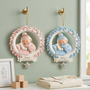 Baby And Wreath β Baby's 1st Christmas Personalized Ornament