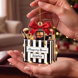 Lipstick Beauty Brush Christmas Ornament - Personalized Gift For Makeup Lovers