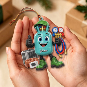 HVAC Refrigerant Tank Mascot Ornament β Funny Personalized Heating & Cooling Tech Gift
