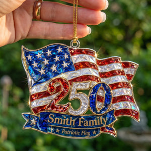 Personalized 1776β2026 Patriotic Flag Acrylic Ornament β America 250th Family Keepsake Gift