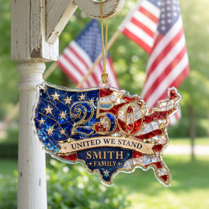 United We Stand USA Map Hologram Ornament - Personalized Custom Shape Acrylic Ornament